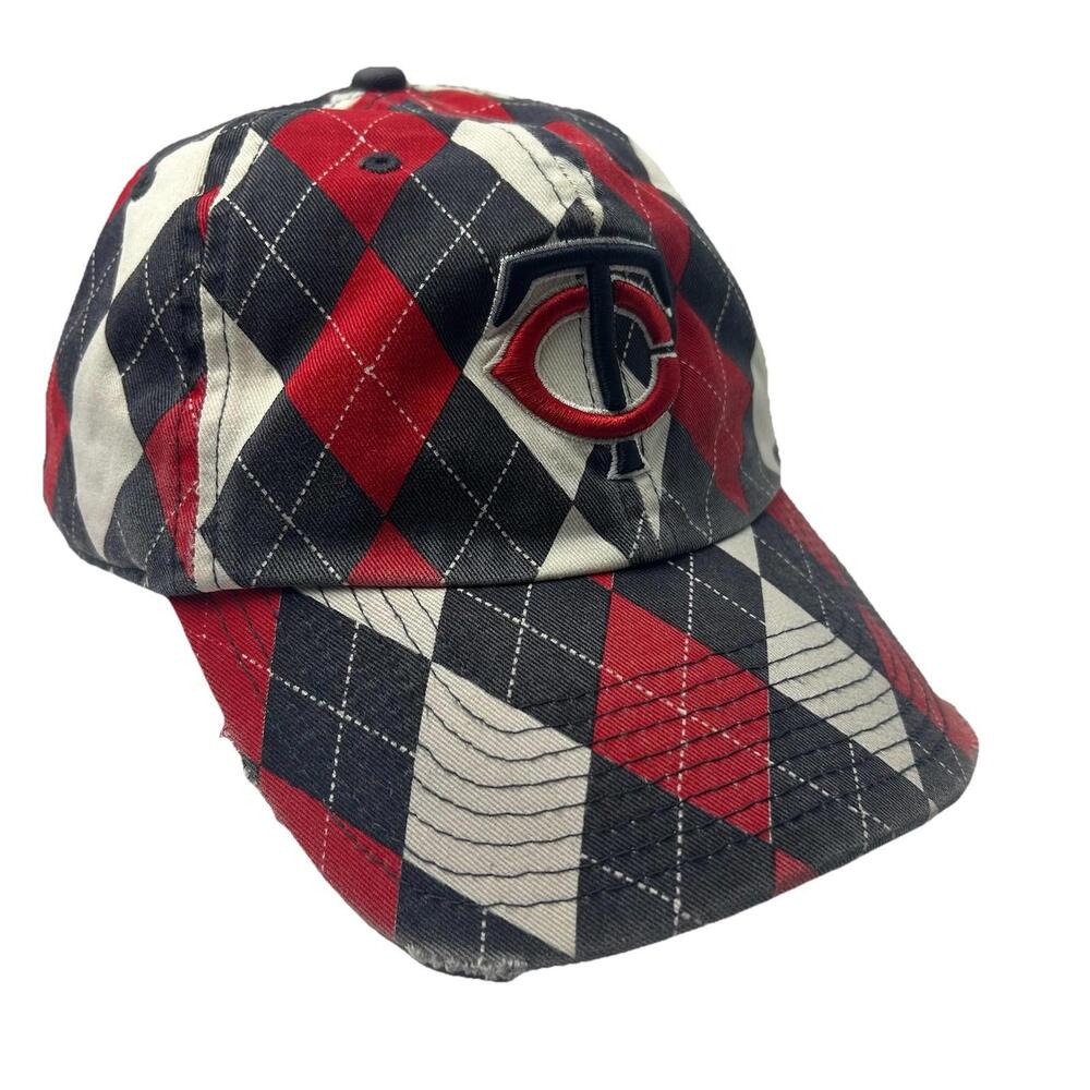 Minnesota Twins Baseball Cap Strapback Hat Embroidered Logo Diamond Plaid '47